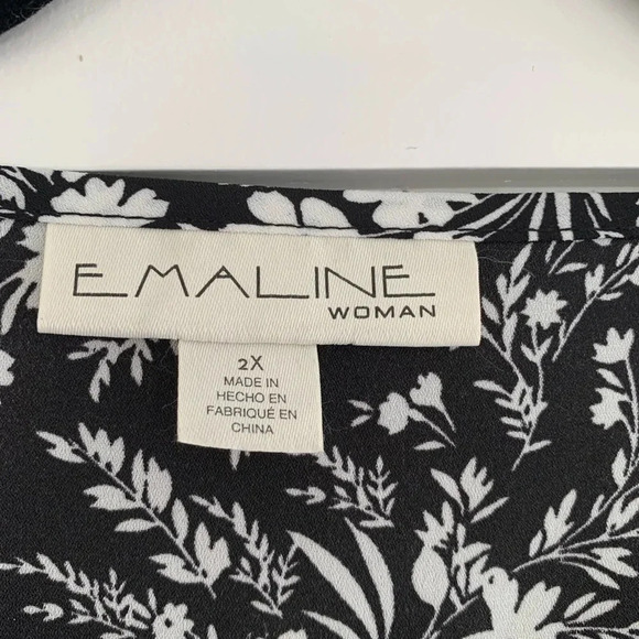 2X EMALINE black/white floral 100% Polyester does not cling. - Picture 4 of 6